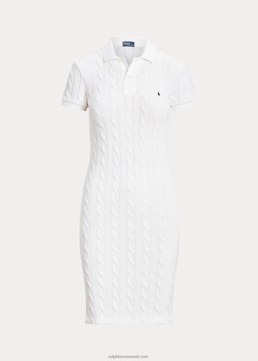 Ralph Lauren naised kitsas kaabliga puuvillane polo kleit PR0V2953 valge