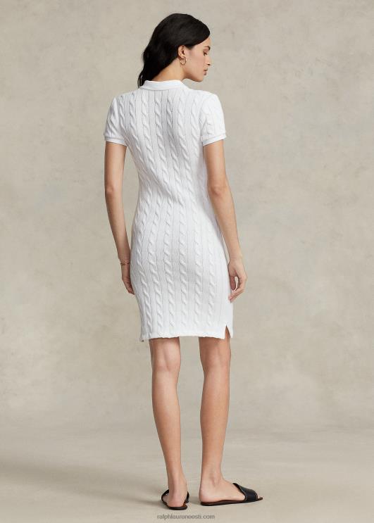 Ralph Lauren naised kitsas kaabliga puuvillane polo kleit PR0V2953 valge