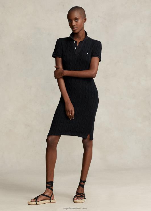Ralph Lauren naised kitsas kaabliga puuvillane polo kleit PR0V2954 must