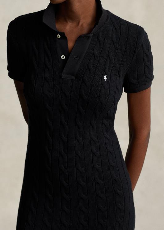 Ralph Lauren naised kitsas kaabliga puuvillane polo kleit PR0V2954 must