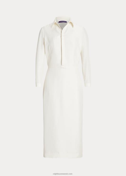Ralph Lauren naised knowles siidist shantung päevakleit PR0V3540 valkjas