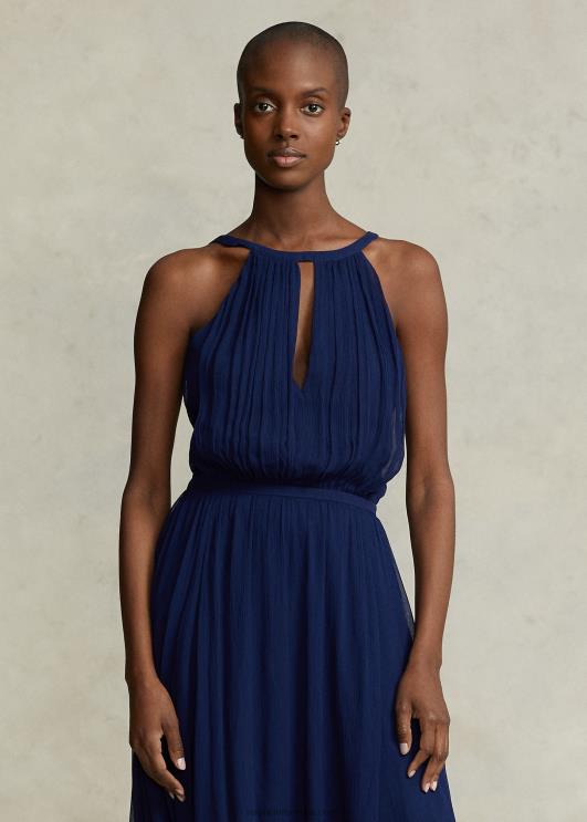 Ralph Lauren naised kortsus Georgette päitsetega kleit PR0V3132