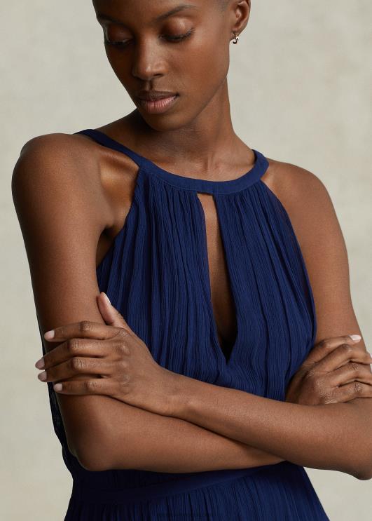 Ralph Lauren naised kortsus Georgette päitsetega kleit PR0V3132