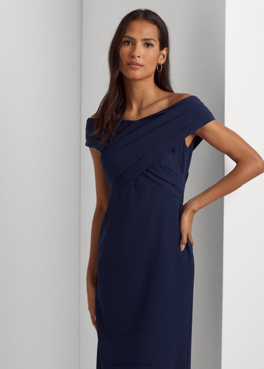 Ralph Lauren naised krepp-õlgadest lahtine kleit PR0V3811 tuletorni merevägi