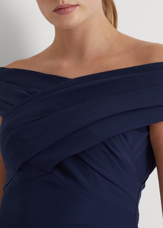 Ralph Lauren naised krepp-õlgadeta kokteilikleit PR0V3802 tuletorni merevägi