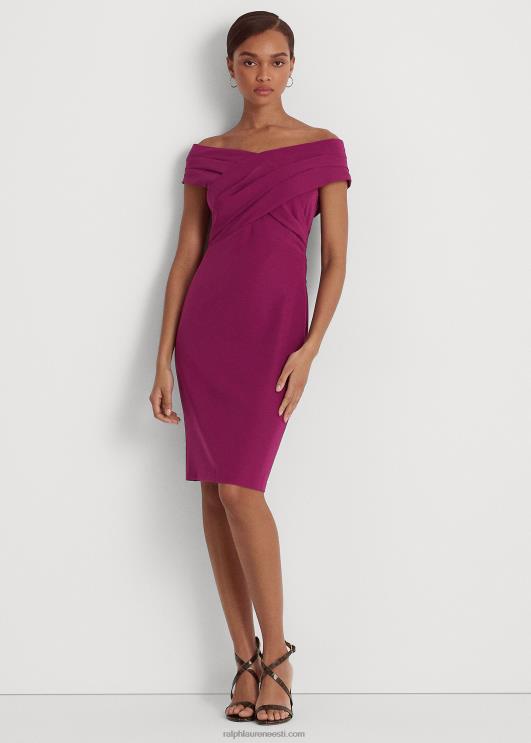 Ralph Lauren naised krepp-õlgadeta kokteilikleit PR0V3803 ploomi kaspia
