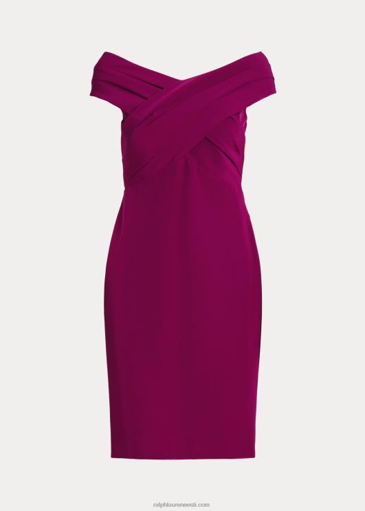 Ralph Lauren naised krepp-õlgadeta kokteilikleit PR0V3803 ploomi kaspia