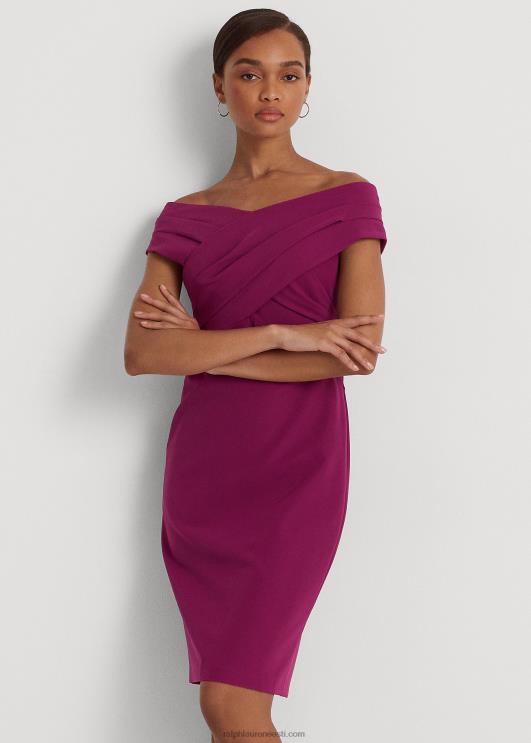 Ralph Lauren naised krepp-õlgadeta kokteilikleit PR0V3803 ploomi kaspia