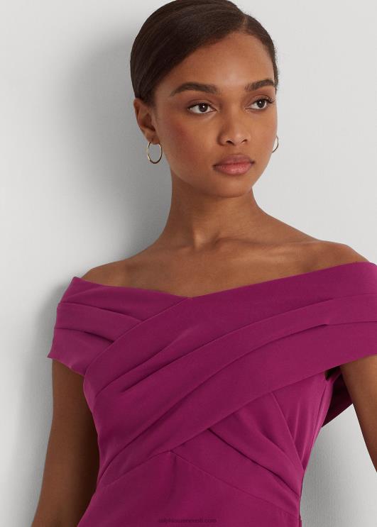 Ralph Lauren naised krepp-õlgadeta kokteilikleit PR0V3803 ploomi kaspia