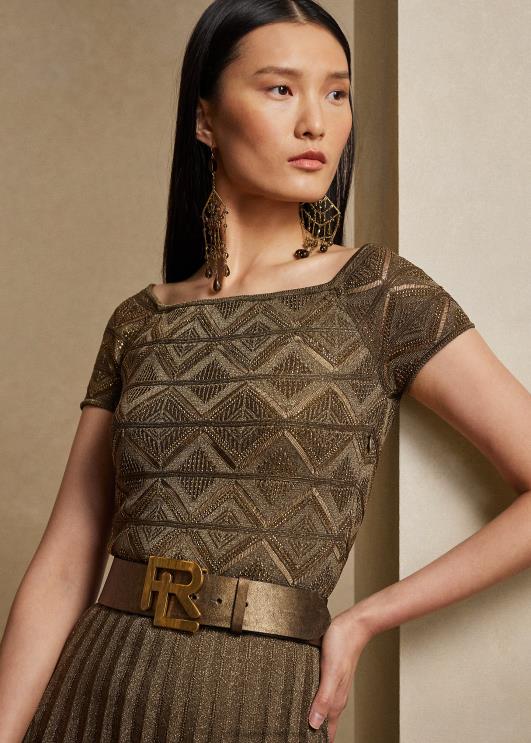 Ralph Lauren naised õlgadeta metallist kampsunkleit PR0V3580 plaatina