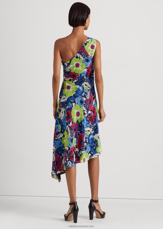 Ralph Lauren naised lilleline georgette ühe õlaga kleit PR0V3924 sinine/roheline multi