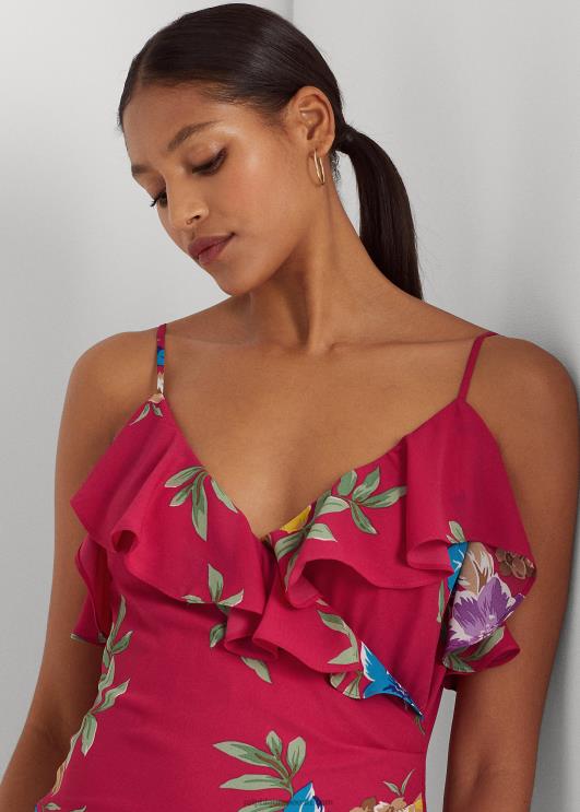 Ralph Lauren naised lilleline georgette mitmetasandiline kleit PR0V4367 roosa multi