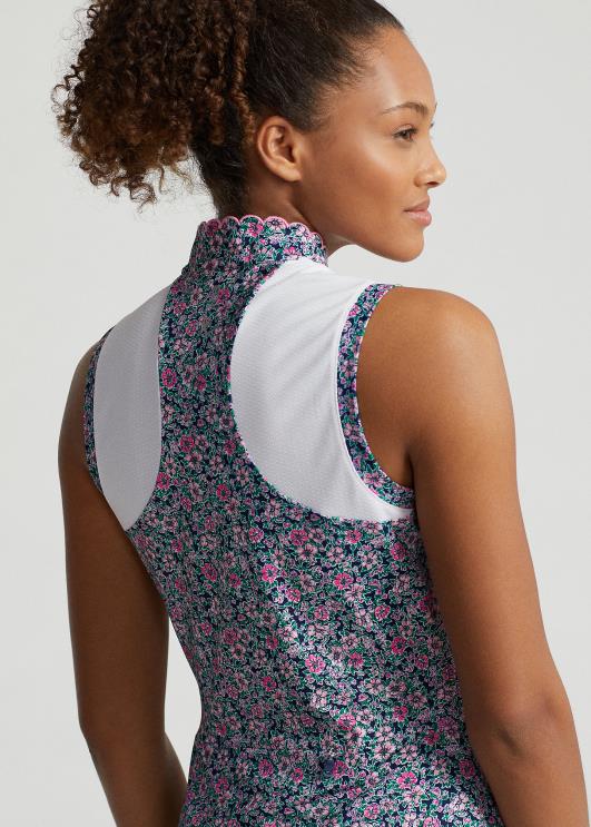 Ralph Lauren naised lilleline hübriidvõrk- ja jersey kleit PR0V9399 botaaniline ettevalmistus