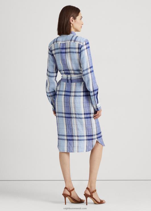 Ralph Lauren naised lilleline ja ruuduline linane särk PR0V4034 sinine/valge