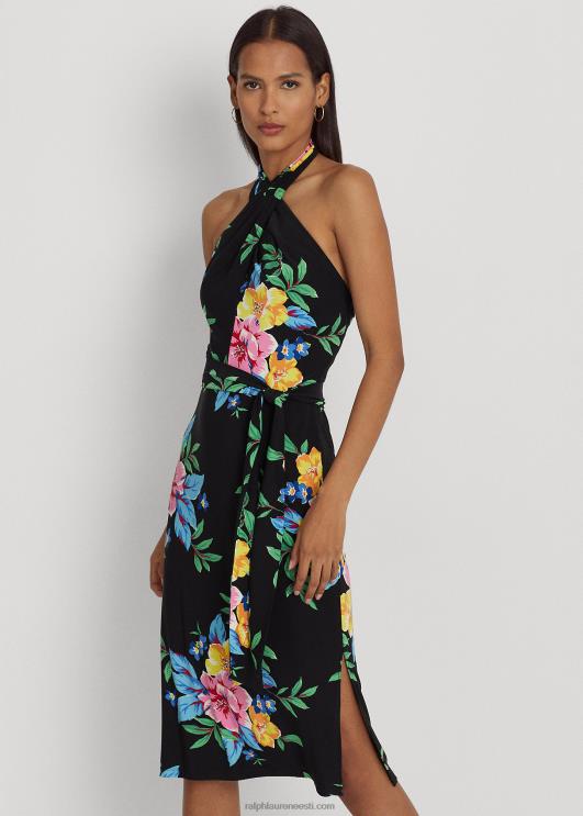 Ralph Lauren naised lilleline jersey päitsetega kleit PR0V4340 must multi