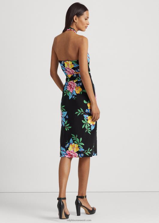 Ralph Lauren naised lilleline jersey päitsetega kleit PR0V4340 must multi
