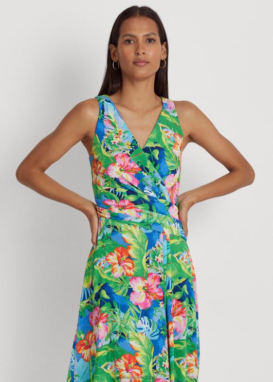 Ralph Lauren naised lilleline jersey varrukateta kleit PR0V3855 roheline/sinine multi