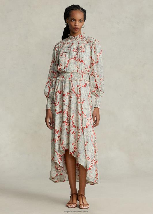 Ralph Lauren naised lilleline kortsus Georgette kleit PR0V3222 lilleline basiilik