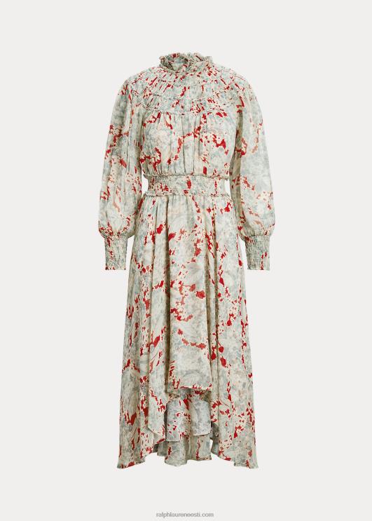 Ralph Lauren naised lilleline kortsus Georgette kleit PR0V3222 lilleline basiilik