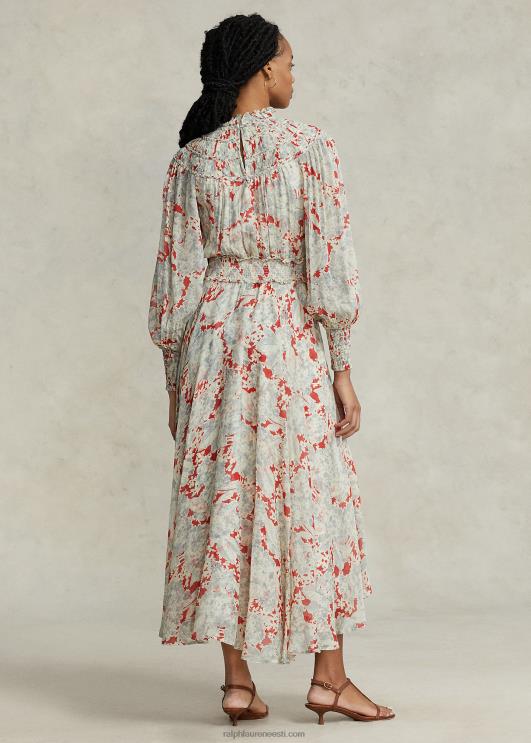 Ralph Lauren naised lilleline kortsus Georgette kleit PR0V3222 lilleline basiilik