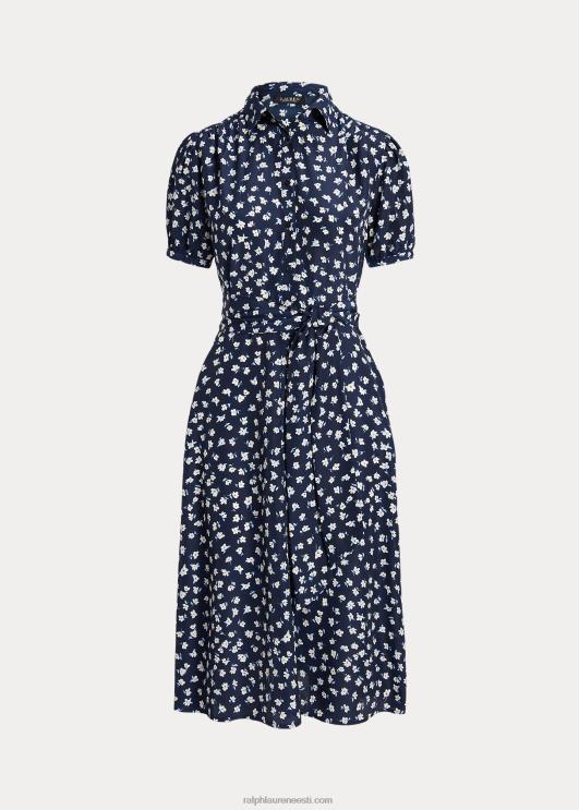 Ralph Lauren naised lilleline krepp-puhvis varrukatega särk PR0V4398 sinine multi