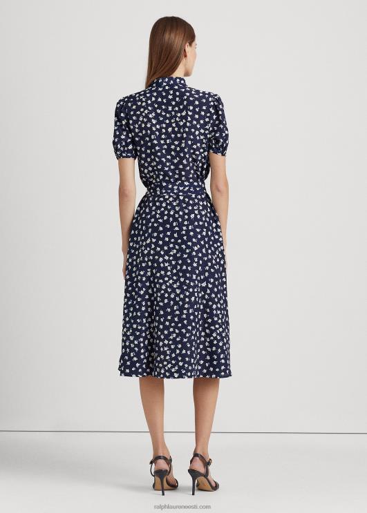 Ralph Lauren naised lilleline krepp-puhvis varrukatega särk PR0V4398 sinine multi