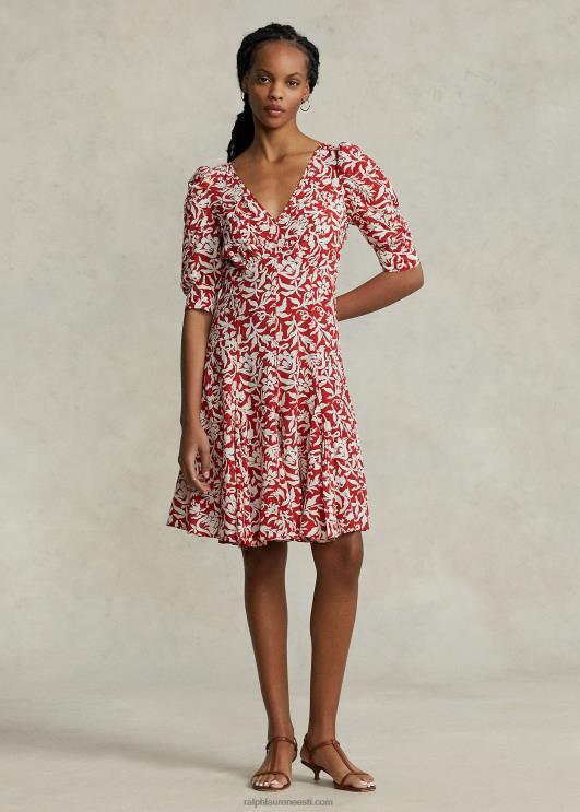 Ralph Lauren naised lilleline lambaliha varrukatega godet kreppkleit PR0V9206 kevadliilia lilleline