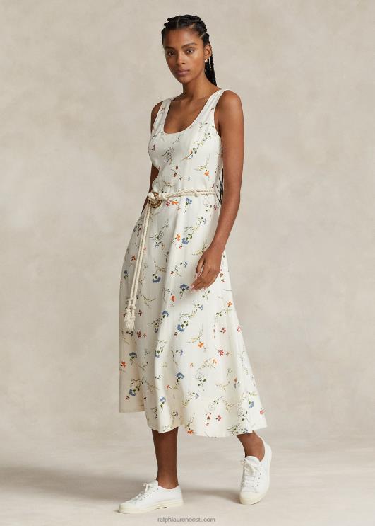 Ralph Lauren naised lilleline linane varrukateta kleit PR0V3372 värvivisand lilleline