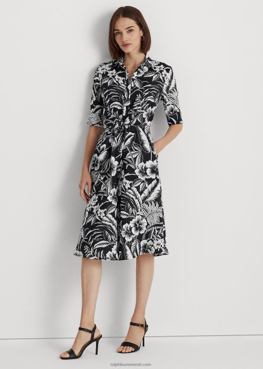 Ralph Lauren naised lilleline lipsuga linane särk PR0V4341 must valge