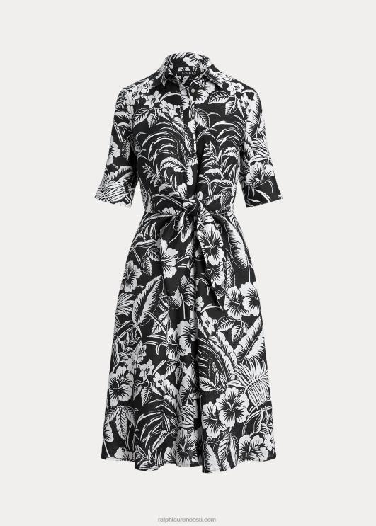 Ralph Lauren naised lilleline lipsuga linane särk PR0V4341 must valge