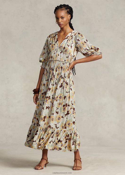 Ralph Lauren naised lilleline plisseeritud satiinkleit PR0V3224 kevadine liblikas lilleline