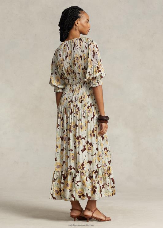 Ralph Lauren naised lilleline plisseeritud satiinkleit PR0V3224 kevadine liblikas lilleline