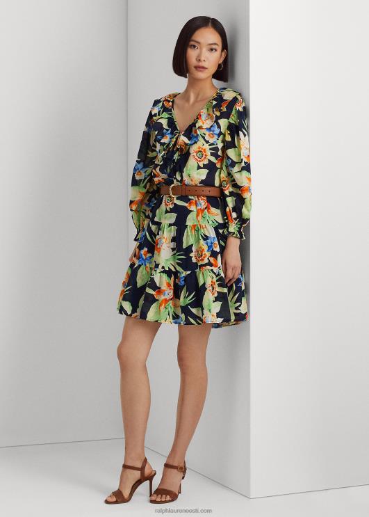 Ralph Lauren naised lilleline puuvillane voile kleit PR0V4883 mereväe multi