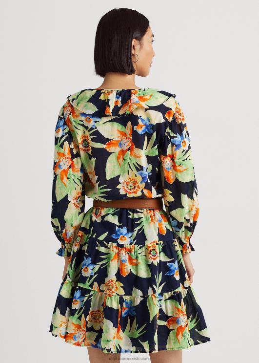 Ralph Lauren naised lilleline puuvillane voile kleit PR0V4883 mereväe multi