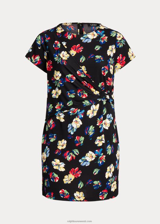 Ralph Lauren naised lilleline stretšjersey lühikeste varrukatega kleit PR0V9483 must multi