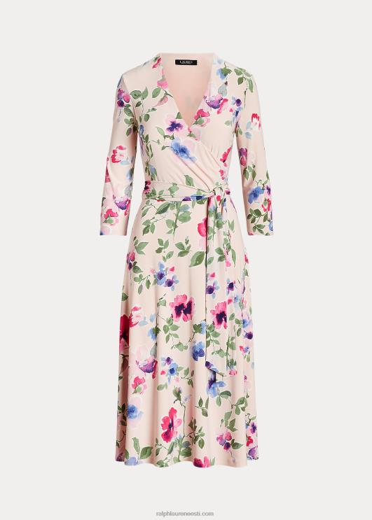 Ralph Lauren naised lilleline surplice jersey kleit PR0V4447 roosa multi