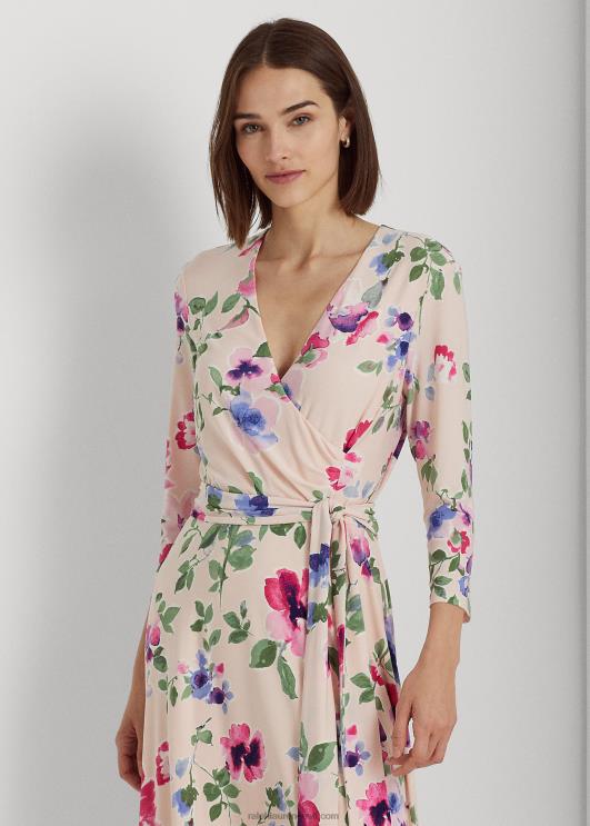 Ralph Lauren naised lilleline surplice jersey kleit PR0V4447 roosa multi