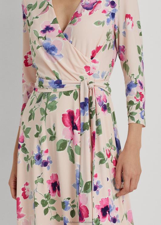 Ralph Lauren naised lilleline surplice jersey kleit PR0V4447 roosa multi