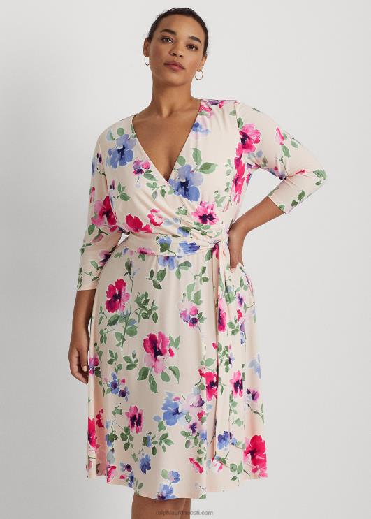 Ralph Lauren naised lilleline surplice jersey kleit PR0V4672 roosa multi