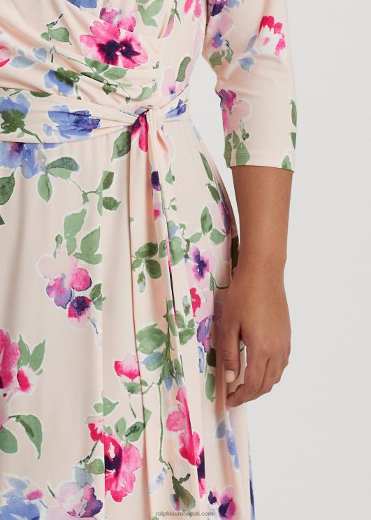Ralph Lauren naised lilleline surplice jersey kleit PR0V4672 roosa multi