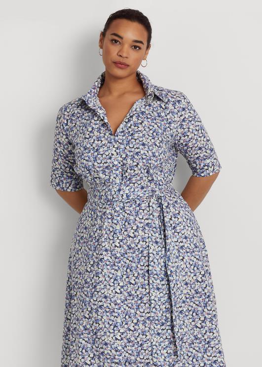 Ralph Lauren naised lilleline vööga puuvillasegu särk PR0V4606