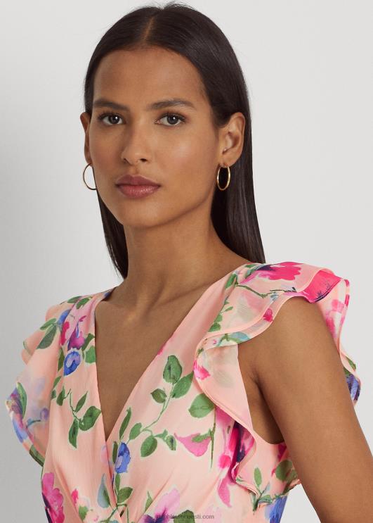 Ralph Lauren naised lilleline volangidega georgette kleit PR0V4062 roosa multi