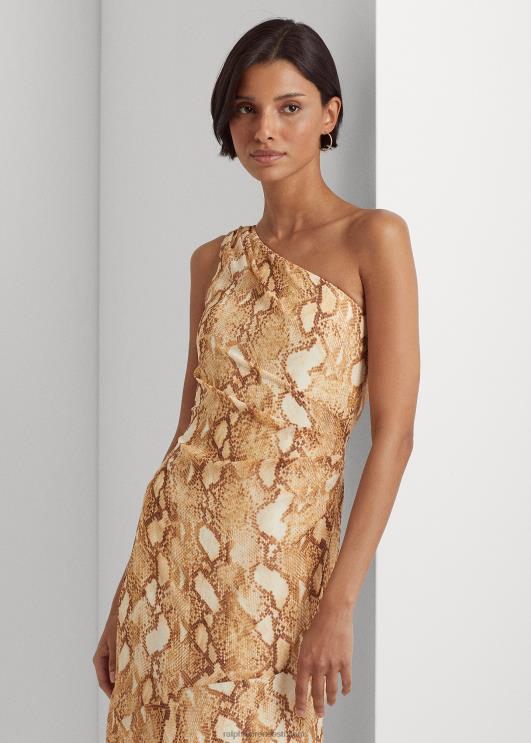 Ralph Lauren naised mustriga georgette ühe õla kleit PR0V9507