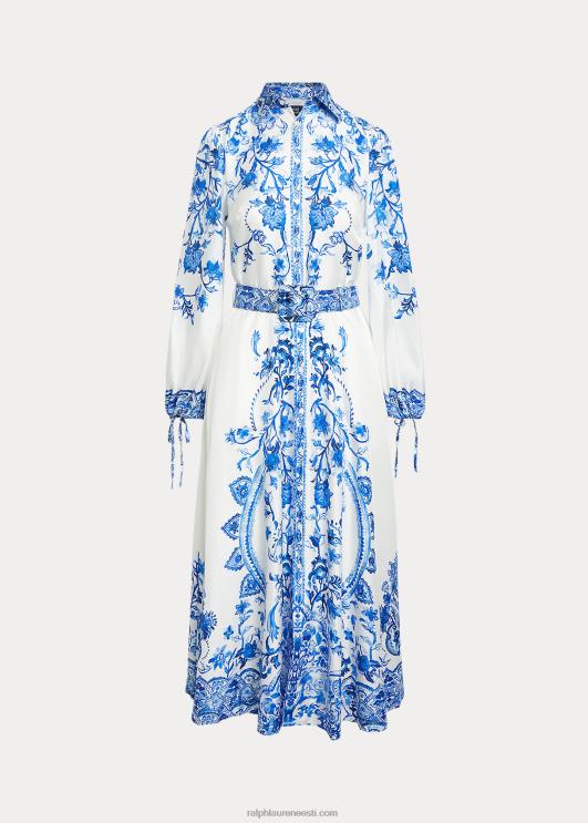 Ralph Lauren naised paisley mooruspuu siidist kleit PR0V3072 paisley viinapuu trükk