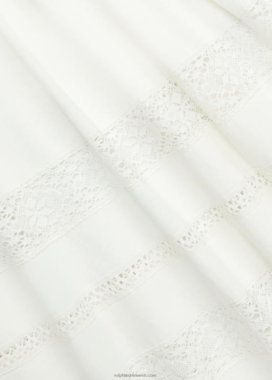 Ralph Lauren naised pitsääristega linasest-puuvillasest trikookleit PR0V3631 määrdunudvalge