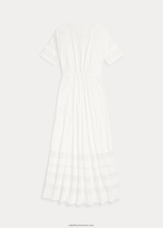 Ralph Lauren naised pitsääristega linasest-puuvillasest trikookleit PR0V3631 määrdunudvalge