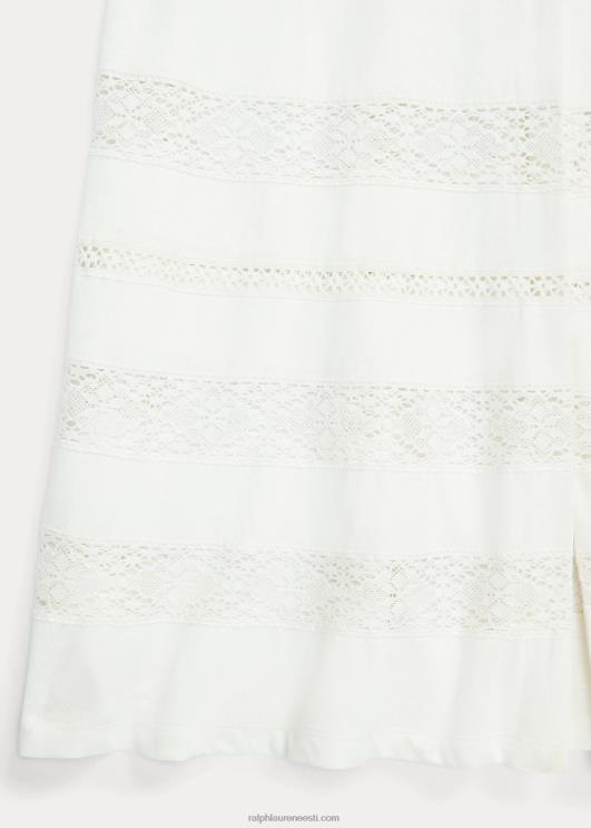 Ralph Lauren naised pitsääristega linasest-puuvillasest trikookleit PR0V3631 määrdunudvalge