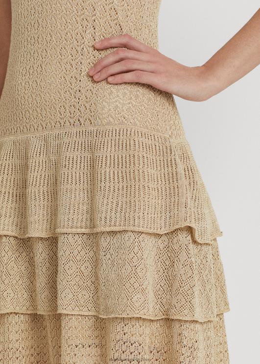 Ralph Lauren naised pointelle kootud vöökohaga kleit PR0V4470 luitepruun