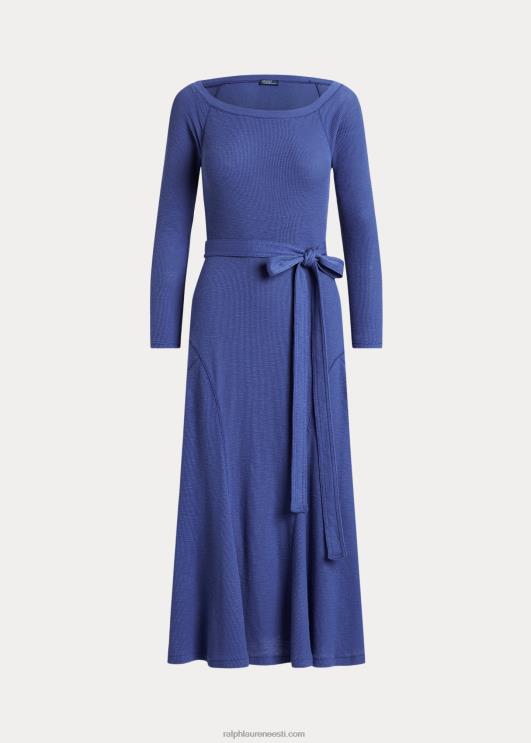 Ralph Lauren naised puuvillane paadikaelusega midi kleit PR0V3122 kuninglik merevägi
