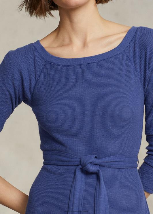 Ralph Lauren naised puuvillane paadikaelusega midi kleit PR0V3122 kuninglik merevägi